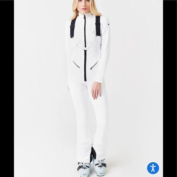 GOLDBERGH WOMEN'S PHOEBE SALOPETTE SKI BIB WHITE BLACK SIZE 10 NWT - Picture 1 of 10